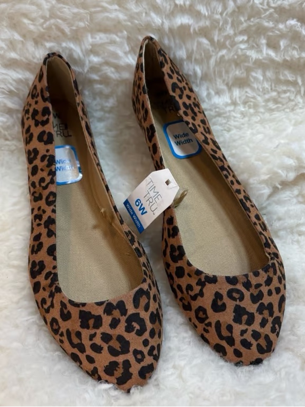Leopard Print Wide Width Women's Ballet Flats - Brown/Black
